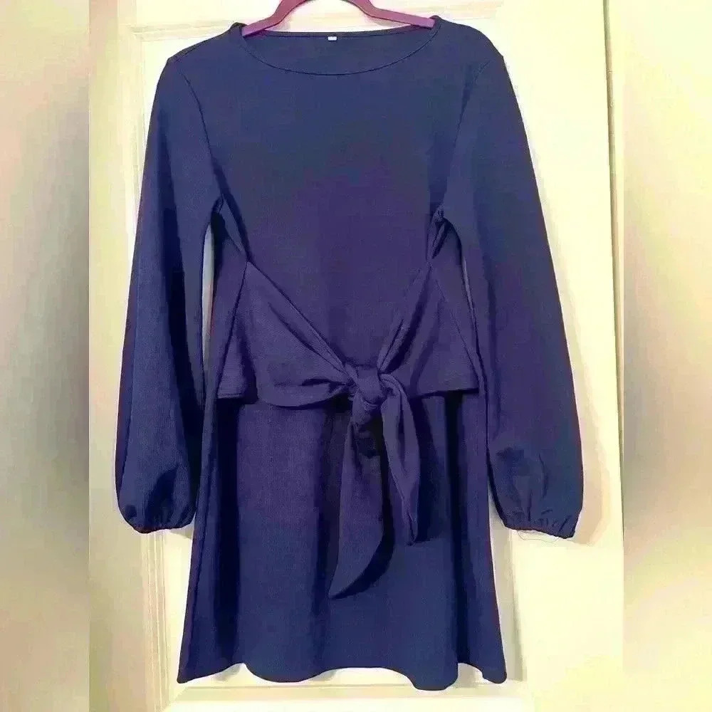 SMALL BLUE DRESS WITH FRONT TIE